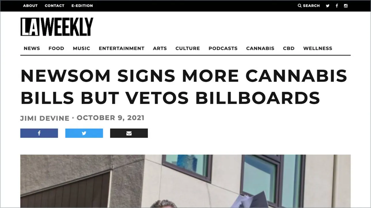 Newsom Signs More Cannabis Bills But Vetos Billboards