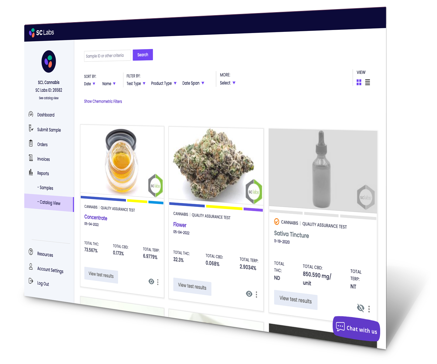 SC Labs CSP Catalog page facing left